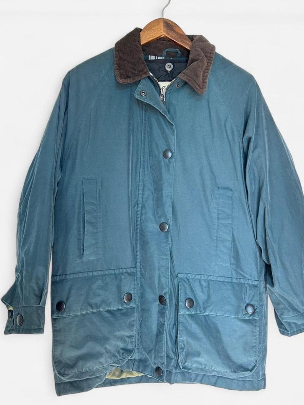 Vintage Eddie Bauer Forest Green Coat with Brown Corduroy Collar